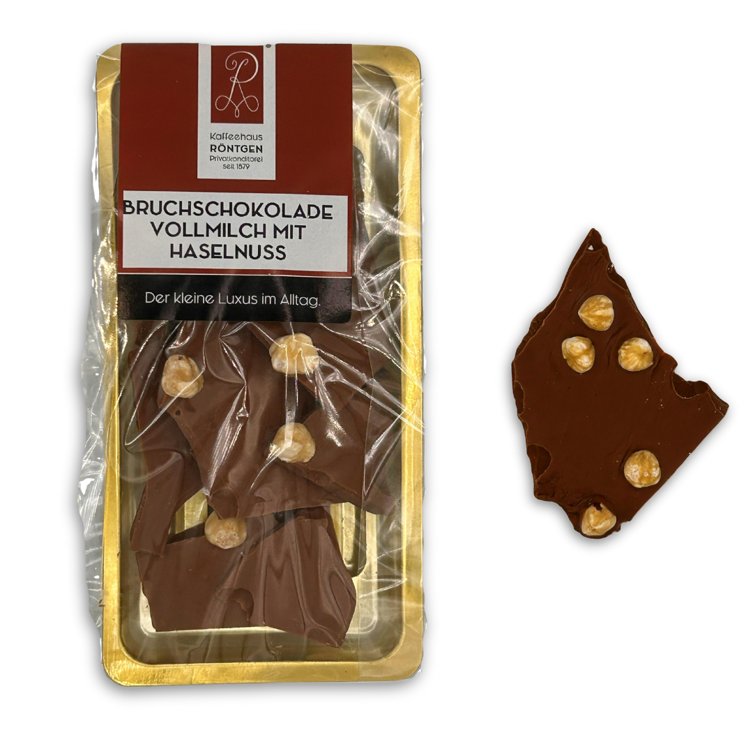 Vollmilchbruchschokolade mit gerösteten Haselnüssen